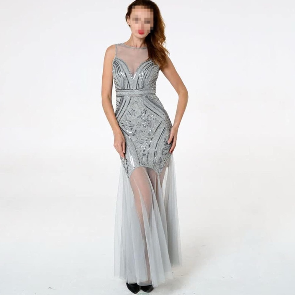 New Women 1920S Long Dresses Sequin Beaded Flapper Cocktail Party Formal Gown